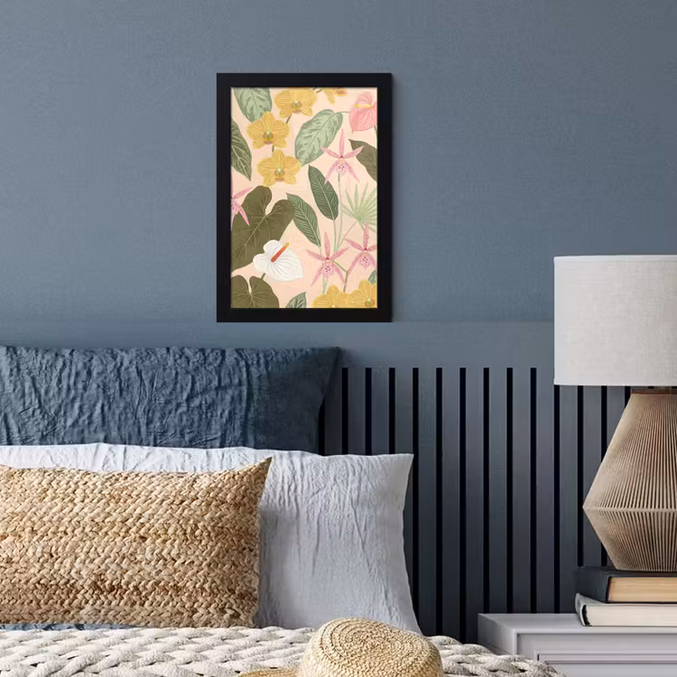 Patroon - Bloemen - Kleurrijk fotolijst zwart zonder passe partout klein -sfeer3