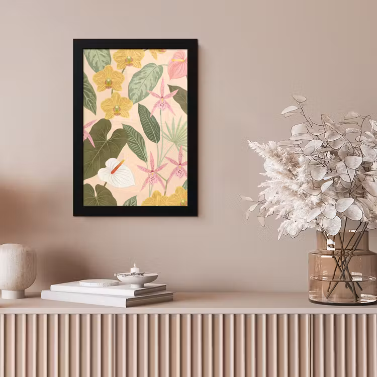 Patroon - Bloemen - Kleurrijk fotolijst zwart zonder passe partout klein -sfeer5