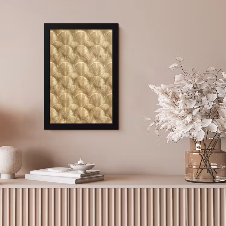 Patroon - Waaier - Goud fotolijst zwart zonder passe partout klein 224 -sfeer5