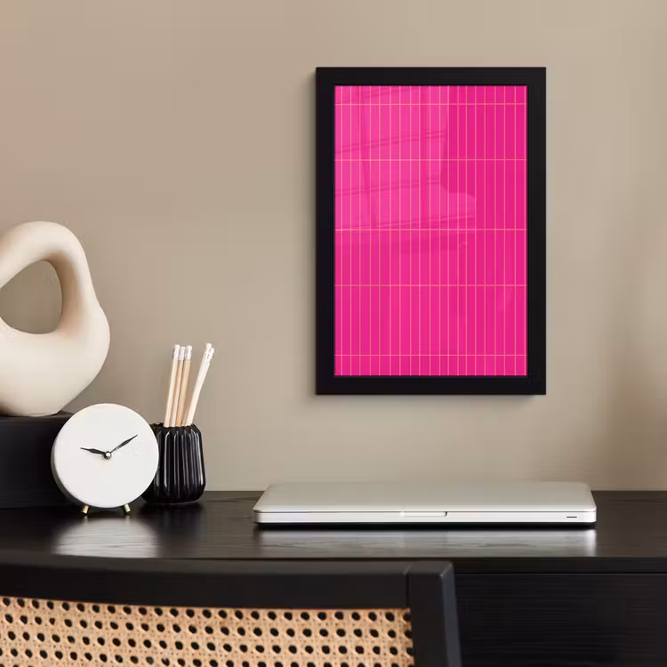 Patroon - Tegel - Magenta - Roze fotolijst zwart zonder passe partout klein 224 -sfeer1