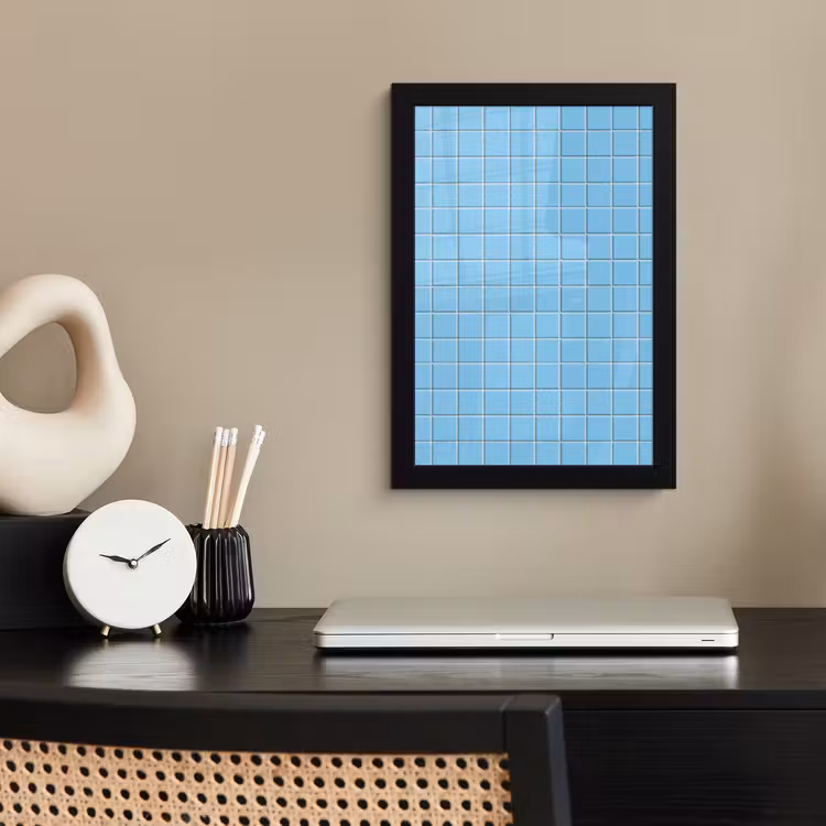 Patroon - Tegel - Pastel - Blauw fotolijst zwart zonder passe partout klein 224 -sfeer1