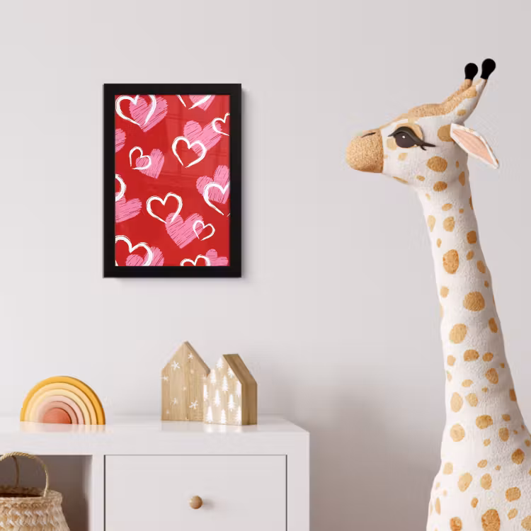 Patroon - Hartjes - Roze - Valentijn fotolijst zwart zonder passe partout klein -usfeer4_kinderkamer