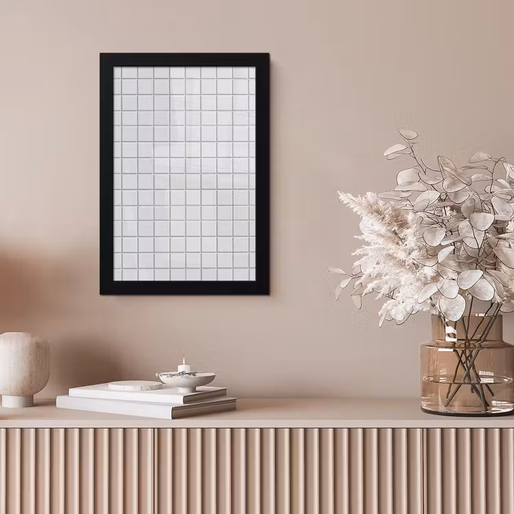Patroon - Tegels - Grijs - Wit fotolijst zwart zonder passe partout klein 224 -sfeer5