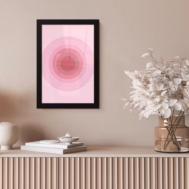 Patroon - Cirkels - Abstract - Roze - Modern fotolijst zwart zonder passe partout klein -sfeer5