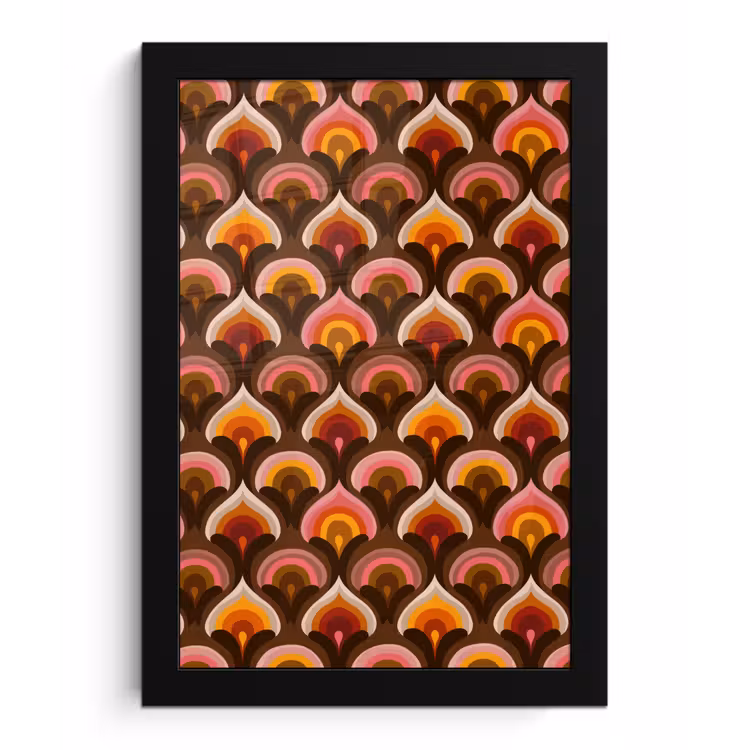Patroon - Retro - Kleurrijk fotolijst zwart zonder passe partout klein 224 -3d