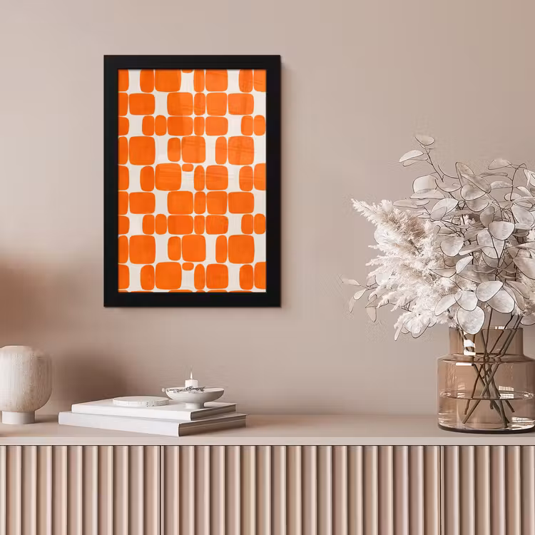 Patroon - Retro - Oranje fotolijst zwart zonder passe partout klein 224 -sfeer5