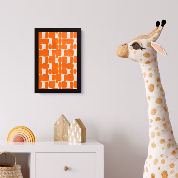 Patroon - Retro - Oranje fotolijst zwart zonder passe partout klein 224 -usfeer4_kinderkamer