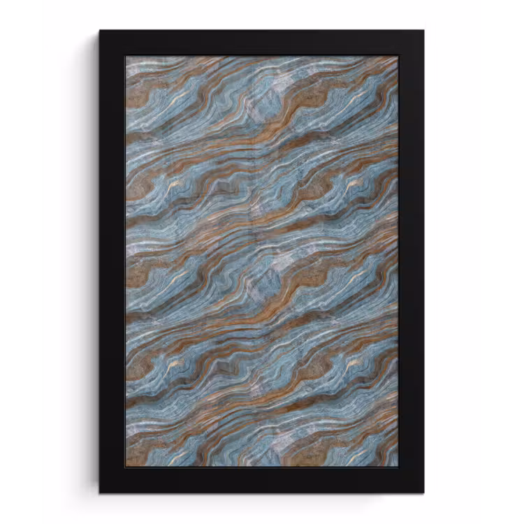 Patroon - Steen - Blauw fotolijst zwart zonder passe partout klein 224 -3d