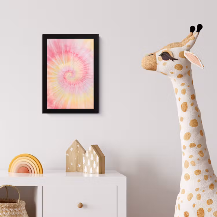 Patroon - Tie Dye - Pasteltinten - Roze fotolijst zwart zonder passe partout klein -usfeer4_kinderkamer