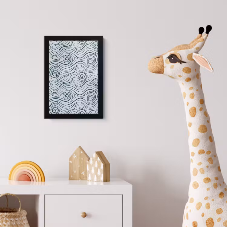 Patroon - Golven - Abstract - Modern - Blauw fotolijst zwart zonder passe partout klein -usfeer4_kinderkamer
