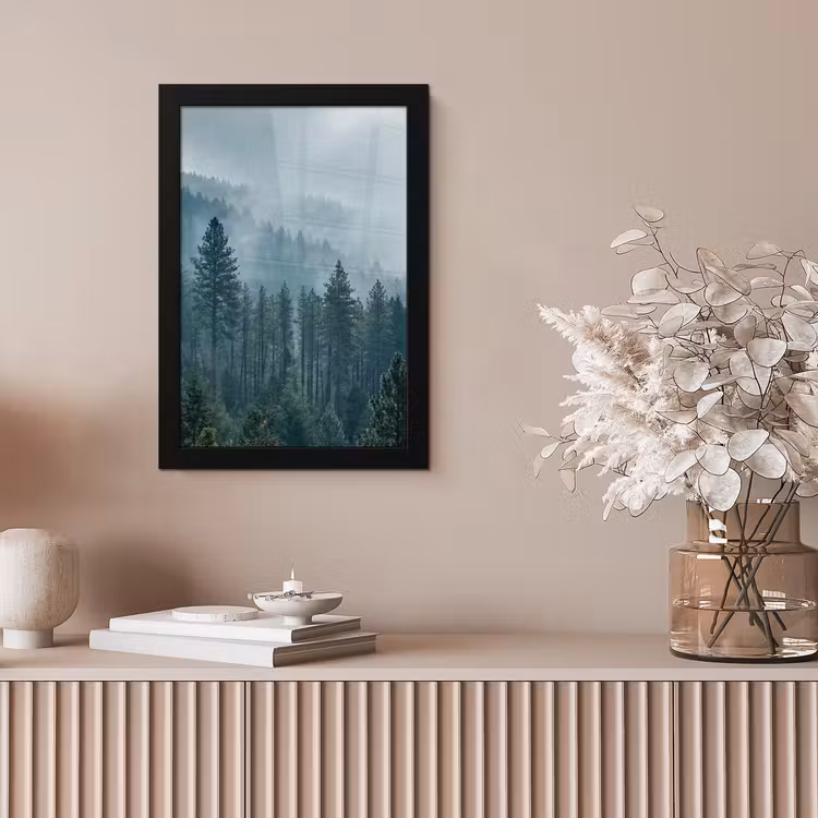 Naaldwoud - Bergen - Mist fotolijst zwart zonder passe partout klein -sfeer5
