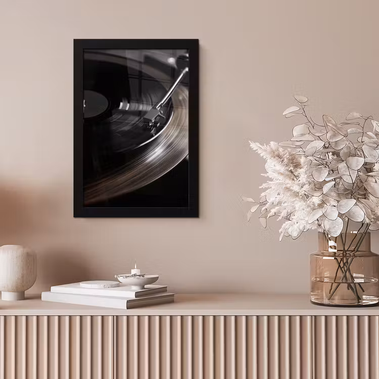 Close-up - Vinylplaat - Platenspeler - Zwart fotolijst zwart zonder passe partout klein -sfeer5