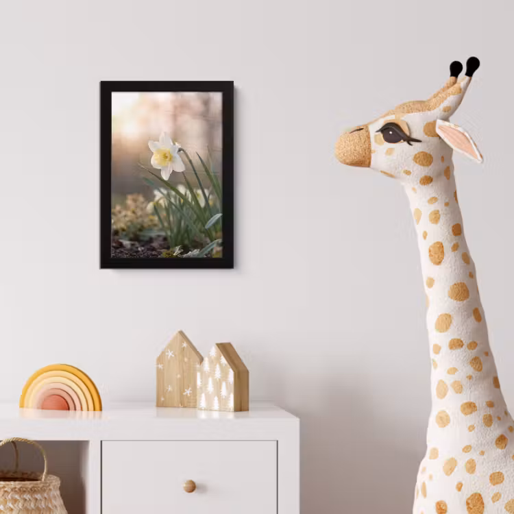 Narcis - Bloem - Minimalistisch fotolijst zwart zonder passe partout klein -usfeer4_kinderkamer