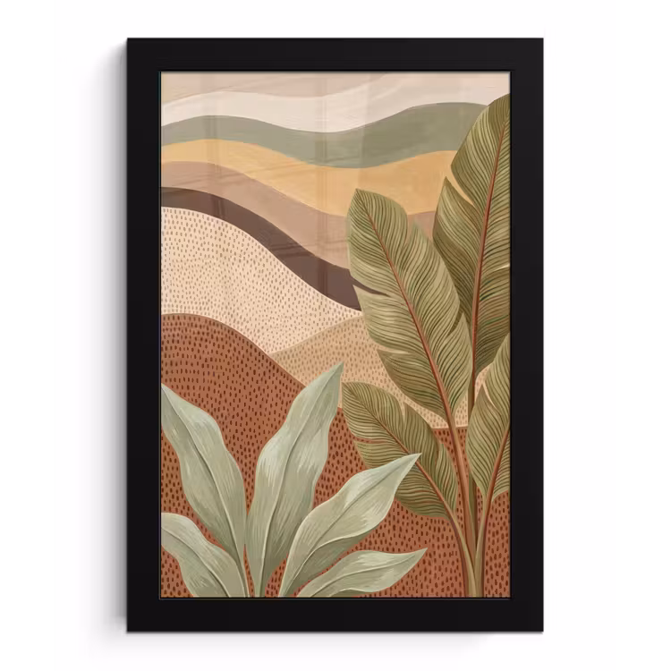 Natuur - Bladeren - Landschap - Abstract - Aardetinten fotolijst zwart zonder passe partout klein -3d