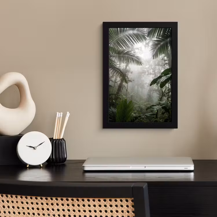 Natuur - Jungle - Mist - Groen - Bladeren fotolijst zwart zonder passe partout klein -sfeer1