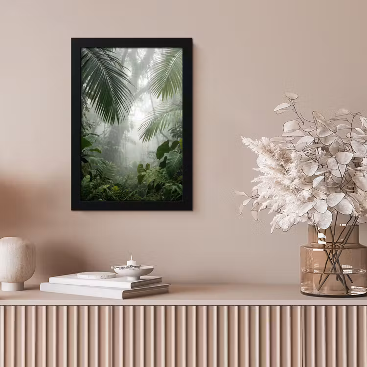 Natuur - Jungle - Mist - Tropisch - Groen fotolijst zwart zonder passe partout klein -sfeer5