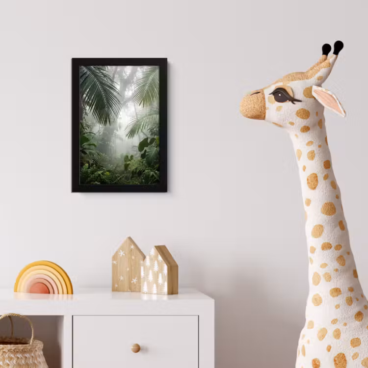 Natuur - Jungle - Mist - Tropisch - Groen fotolijst zwart zonder passe partout klein -usfeer4_kinderkamer