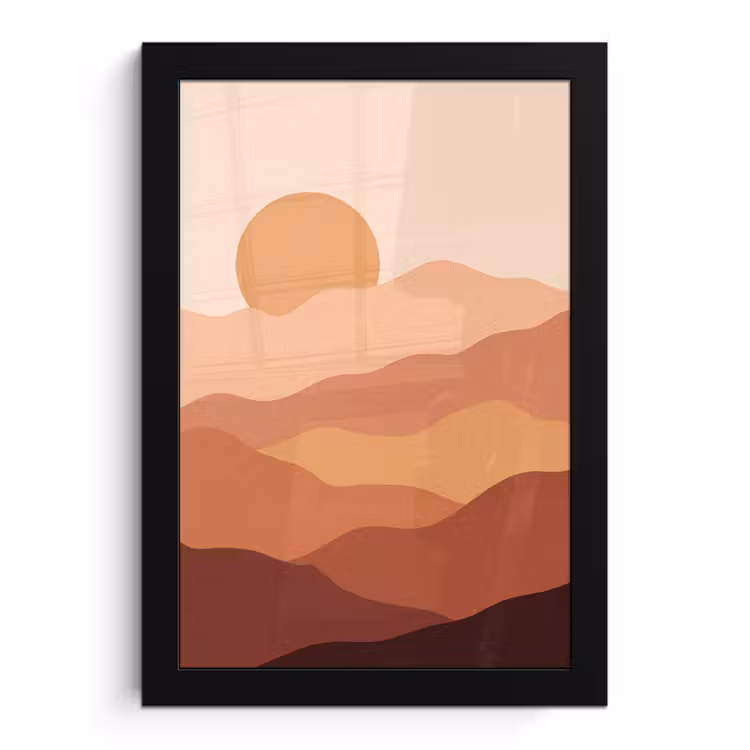 Natuur - Heuvels - Abstract - Modern - Oranje fotolijst zwart zonder passe partout klein -3d