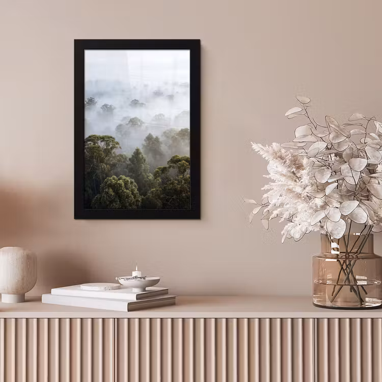 Natuur - Mist - Bos - Ochtend - Goud fotolijst zwart zonder passe partout klein -sfeer5