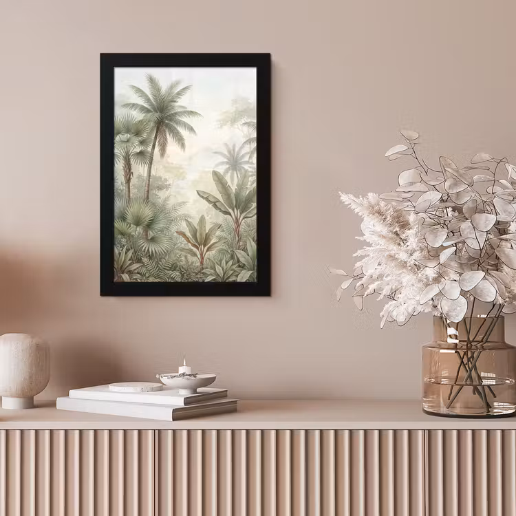 Natuur - Tropisch bos - Landschap - Aquarel - Groen fotolijst zwart zonder passe partout klein -sfeer5