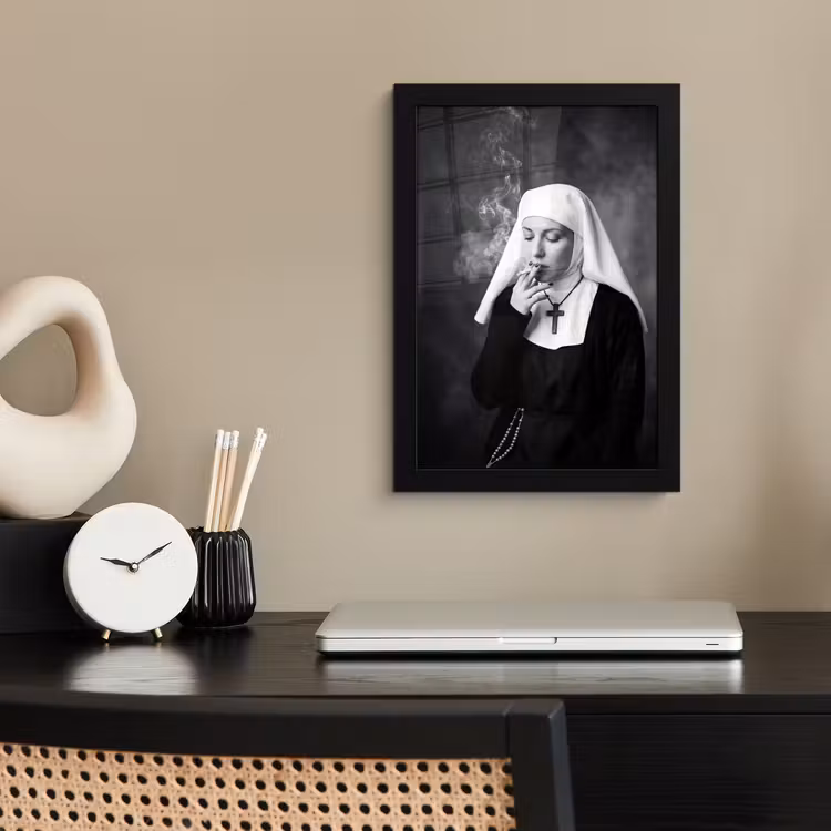 Non - Roken - Portret - Zwart - Wit - Rebels fotolijst zwart zonder passe partout klein -sfeer1