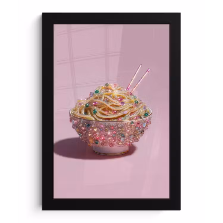 Noodles - Edelstenen - Stokjes - Roze fotolijst zwart zonder passe partout klein -3d
