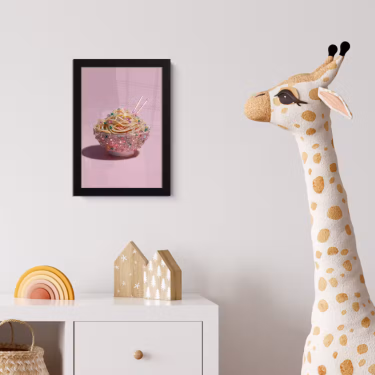 Noodles - Edelstenen - Stokjes - Roze fotolijst zwart zonder passe partout klein -usfeer4_kinderkamer