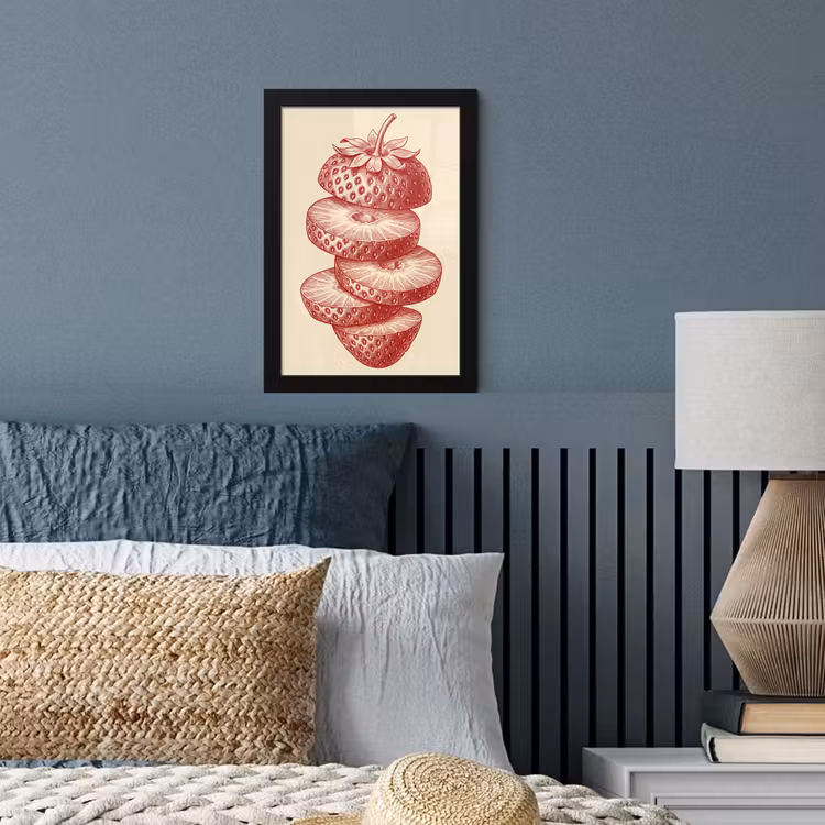 Fruit - Gesneden - Illustratie - Rood - Vintage fotolijst zwart zonder passe partout klein -sfeer3