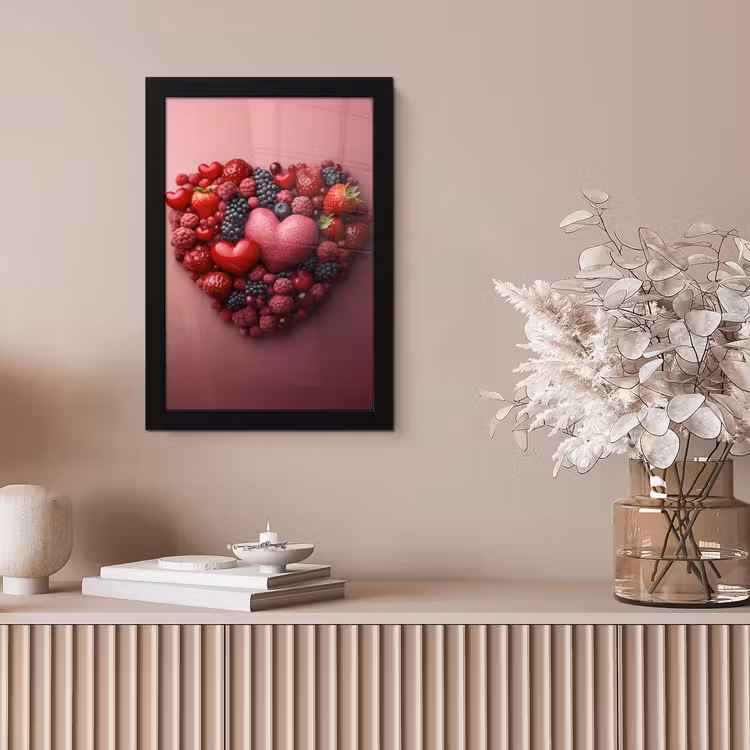 Fruit - Hartjes - Aardbeien - Frambozen - Bosbessen fotolijst zwart zonder passe partout klein -sfeer5
