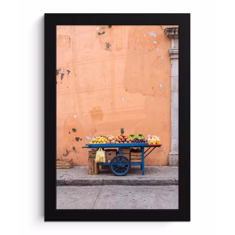 Bilder mit Rahmen - Obst – Kar – Straße - Fruit - Kar - Straat fotolijst zwart zonder passe partout klein