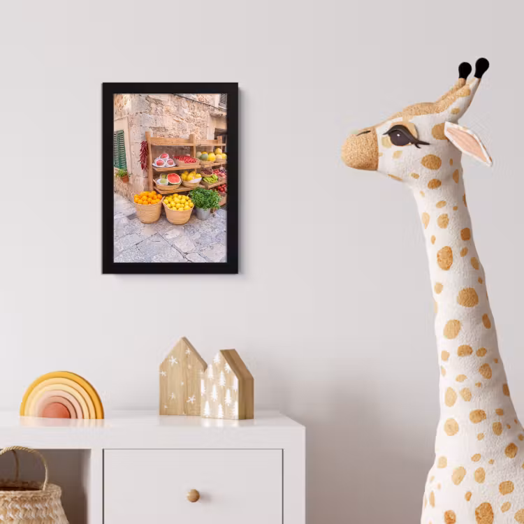 Bilder mit Rahmen - Obst – Markt – Frisch - Fruit - Markt - Vers fotolijst zwart zonder passe partout klein