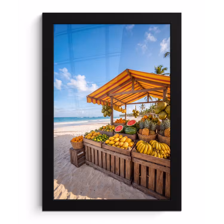 Bilder mit Rahmen - Obst – Strand – Tropisch - Fruit - Strand - Tropisch fotolijst zwart zonder passe partout klein