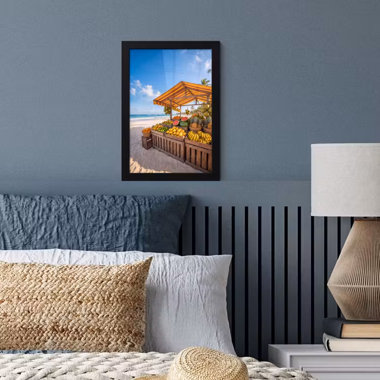 Bilder mit Rahmen - Obst – Strand – Tropisch - Fruit - Strand - Tropisch fotolijst zwart zonder passe partout klein