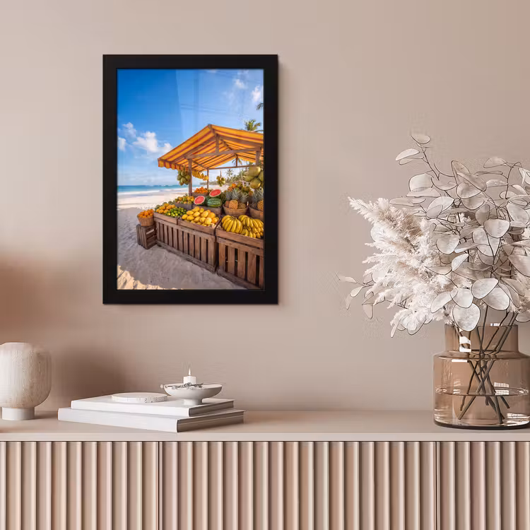 Bilder mit Rahmen - Obst – Strand – Tropisch - Fruit - Strand - Tropisch fotolijst zwart zonder passe partout klein