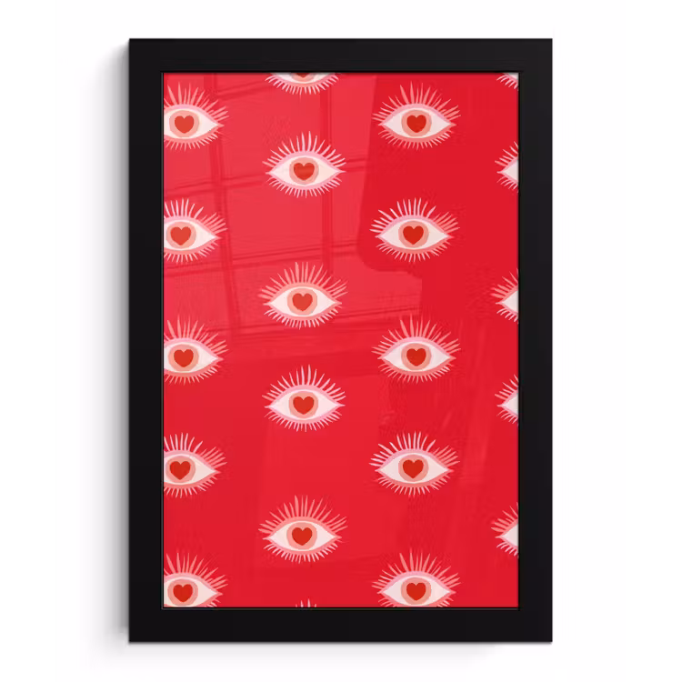 Ogen - Hart - Abstract - Rood - Roze fotolijst zwart zonder passe partout klein 224 -3d