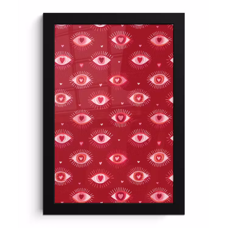 Ogen - Patroon - Roze - Donkerrood fotolijst zwart zonder passe partout klein 224 -3d