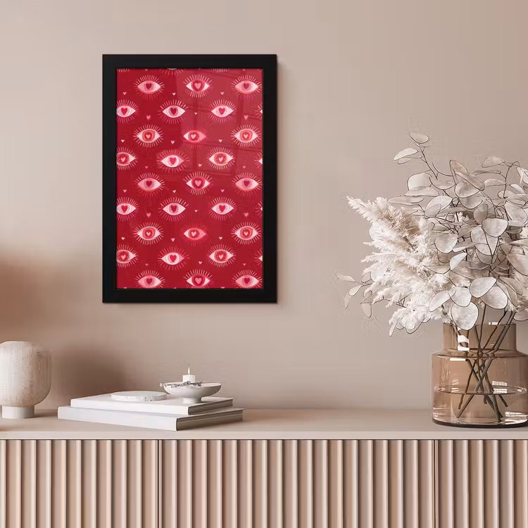 Ogen - Patroon - Roze - Donkerrood fotolijst zwart zonder passe partout klein 224 -sfeer5