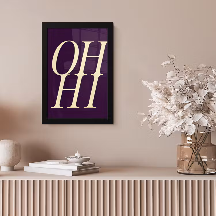 Oh hi - Paars - Minimalistisch fotolijst zwart zonder passe partout klein -sfeer5