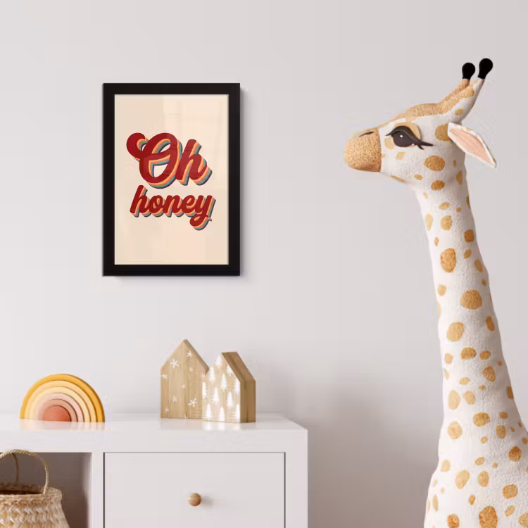 Oh honey - Rood - Schaduw fotolijst zwart zonder passe partout klein -usfeer4_kinderkamer