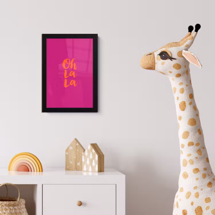 Oh la la - Roze - Oranje - Minimalistisch fotolijst zwart zonder passe partout klein -usfeer4_kinderkamer