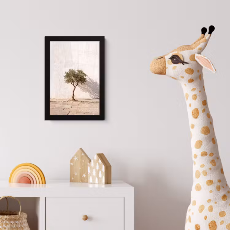 Bilder mit Rahmen - Olivenbaum – Wand – weiß - Olijfboom - muur - wit fotolijst zwart zonder passe partout klein