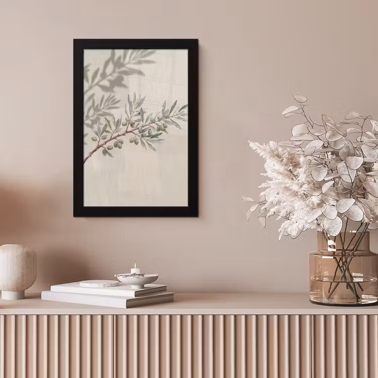 Olijftak - Bladeren - Natuur - Groen - Beige fotolijst zwart zonder passe partout klein -sfeer5