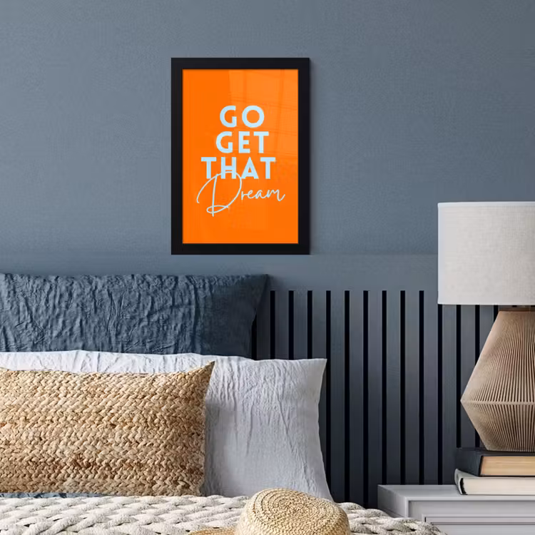Oranje - Blauw - Go get that dream fotolijst zwart zonder passe partout klein -sfeer3