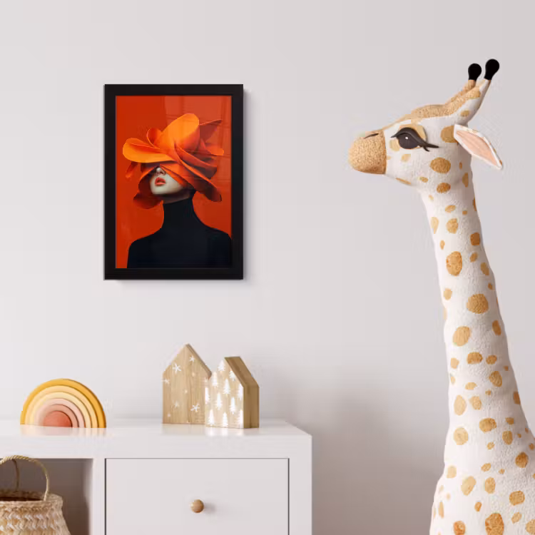 Oranje - Hoed - Vrouw fotolijst zwart zonder passe partout klein -usfeer4_kinderkamer
