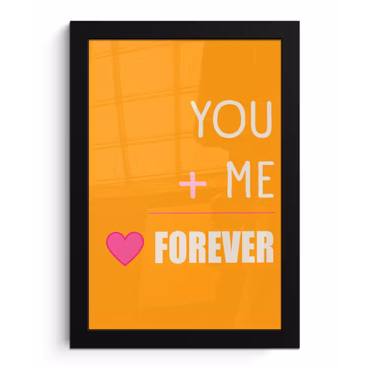 Oranje - Love - Valentijn fotolijst zwart zonder passe partout klein -3d