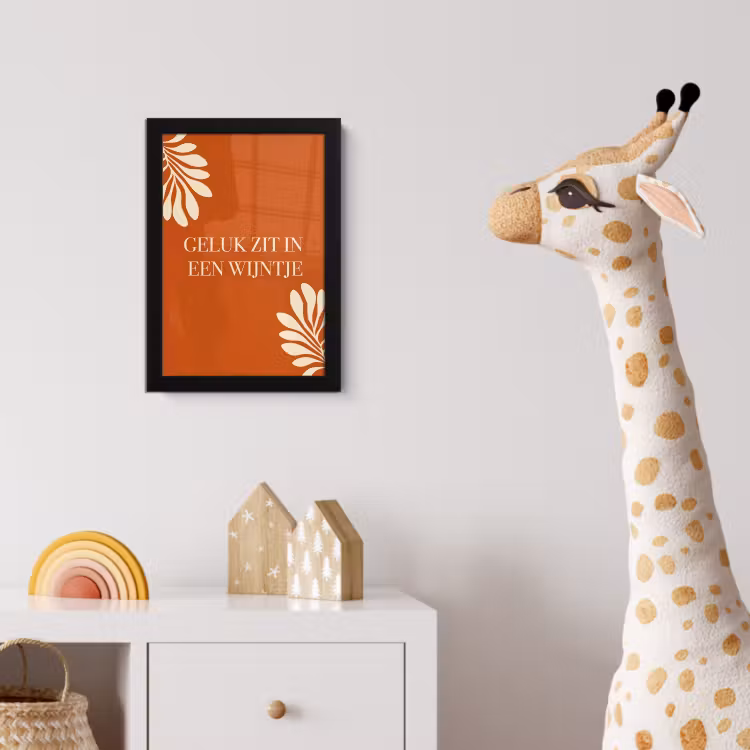 Oranje - Wijntje - Quote fotolijst zwart zonder passe partout klein -usfeer4_kinderkamer