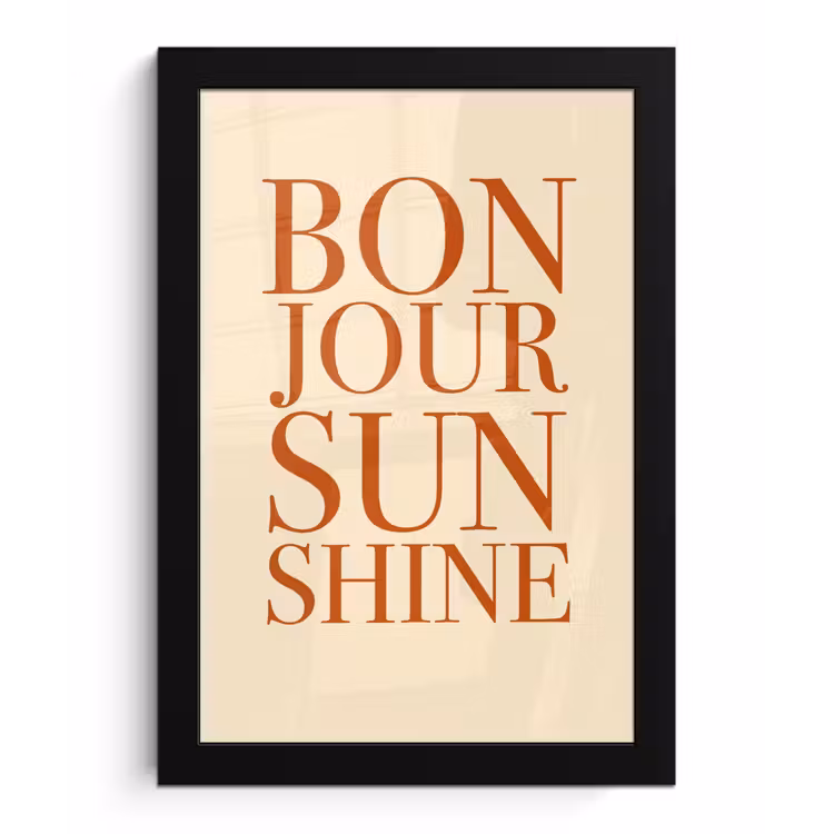 Oranje - Quote - Sun fotolijst zwart zonder passe partout klein -3d