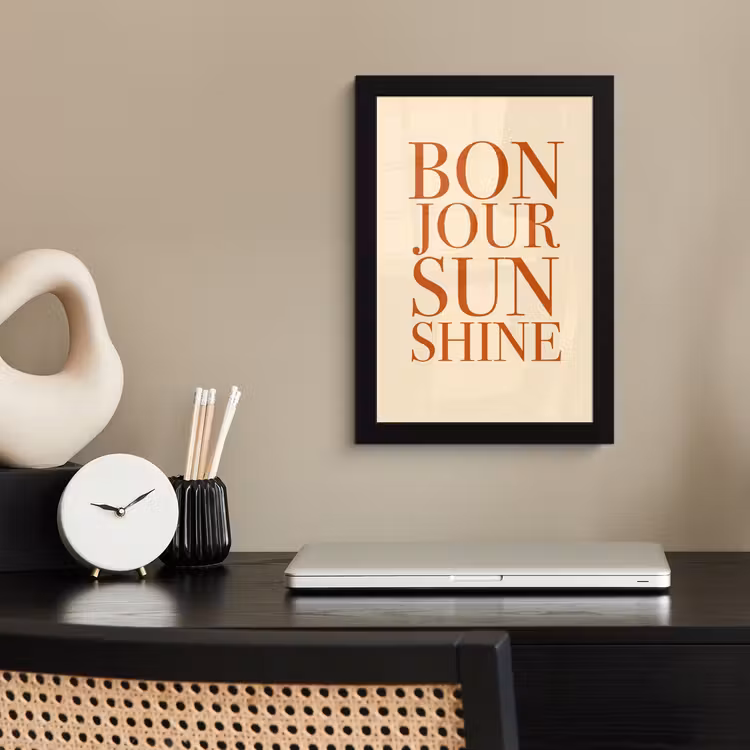 Oranje - Quote - Sun fotolijst zwart zonder passe partout klein -sfeer1