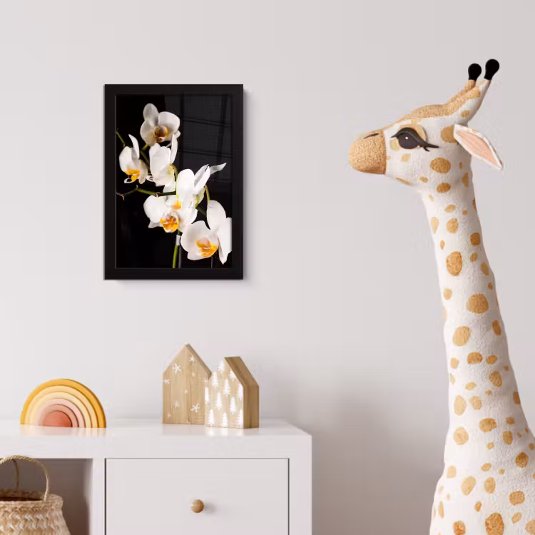 Orchidee - Bloemen - Planten - Botanisch fotolijst zwart zonder passe partout klein -usfeer4_kinderkamer