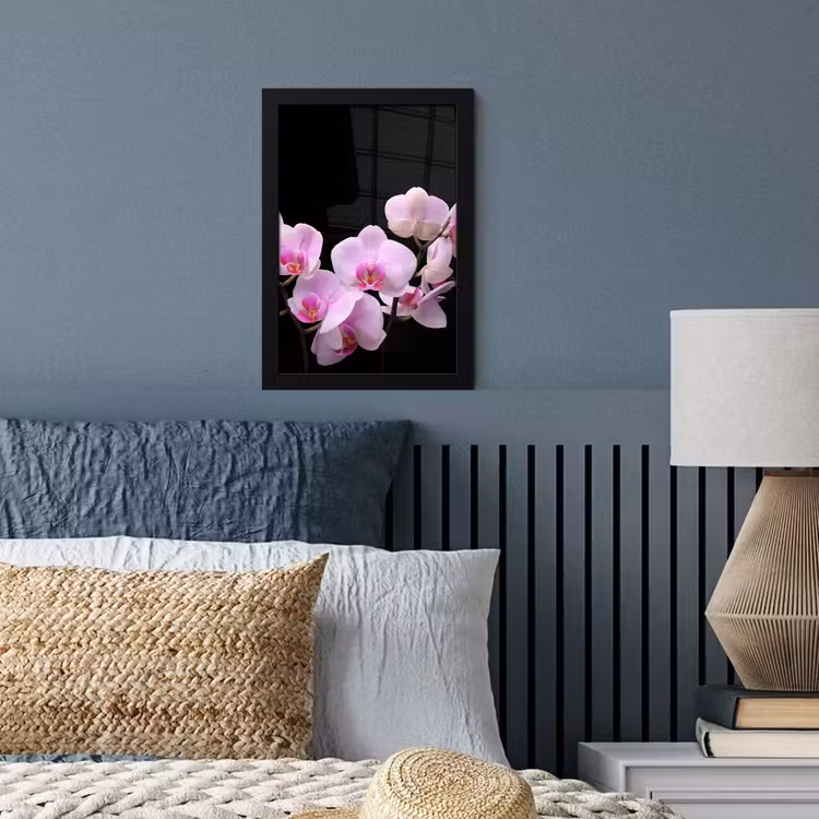 Orchidee - Bloemen - Roze - Flora fotolijst zwart zonder passe partout klein -sfeer3